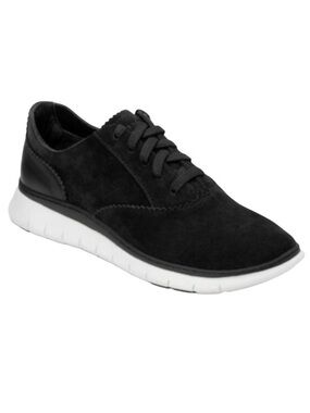 Vionic Taylor Sneakers Suede Lace-Up Casual Black White Orthotic - Size: 10